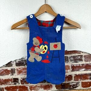 Vintage Hop Skip N Jump Outfit Size 2T Blue Corduroy Overalls Reversible USA